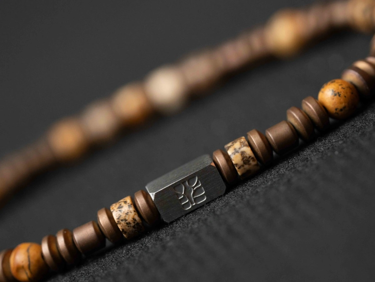 Landscape Jasper Bracelet with Straight-cut Round Beads