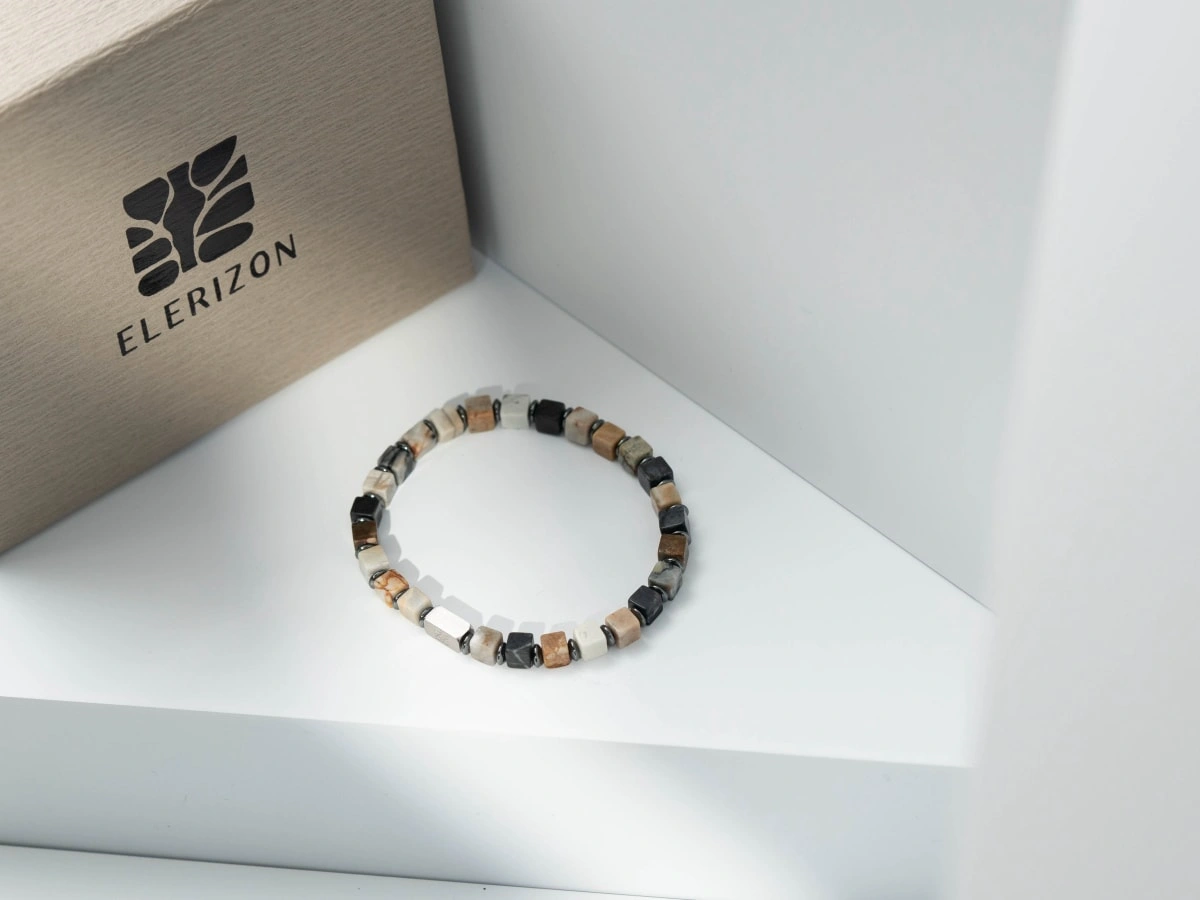Cubic Picasso Jasper Bracelet (4-5MM)