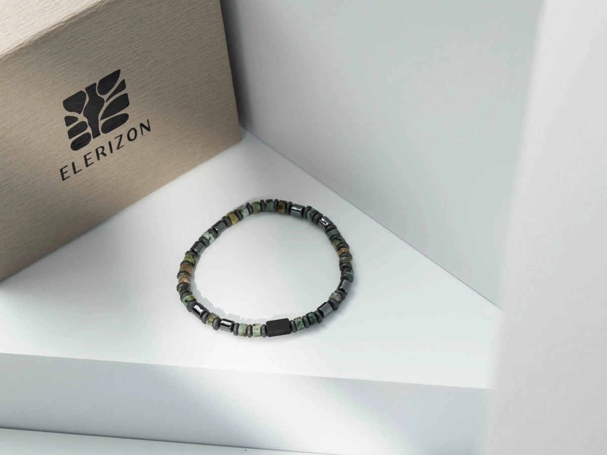 Straight-cut Blue-Green African Turquoise Bracelet (4-5MM)