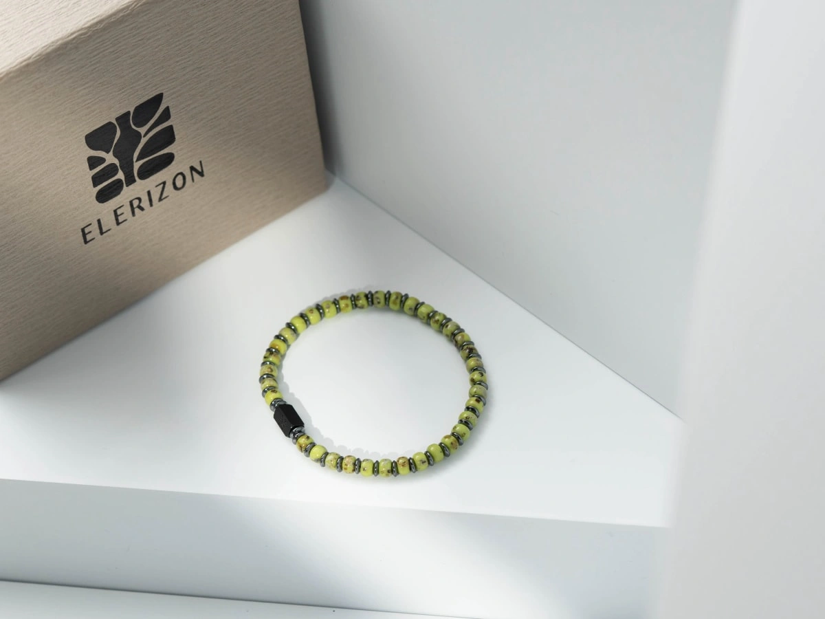 Green Picasso Glazed Seed Beads Bracelet