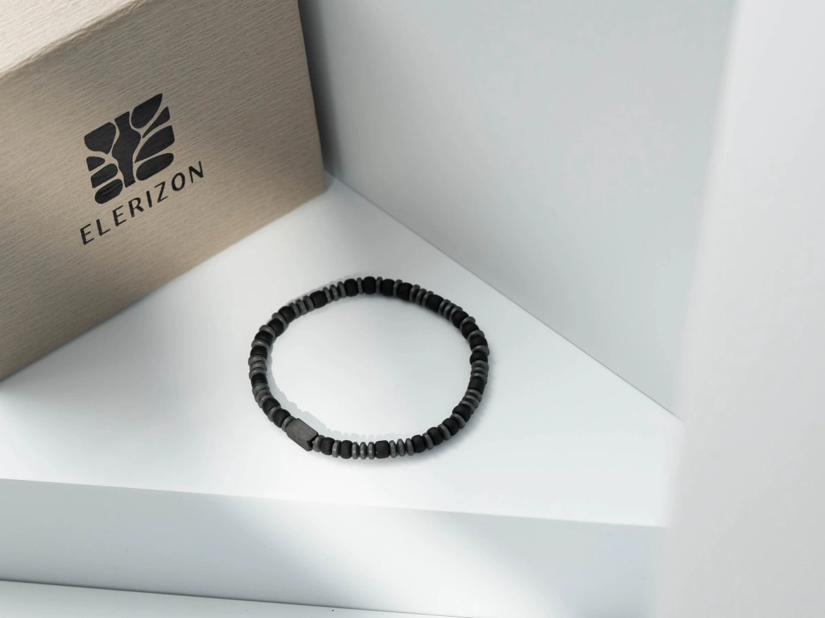 Black Frosted Glazed Seed Beads Bracelet