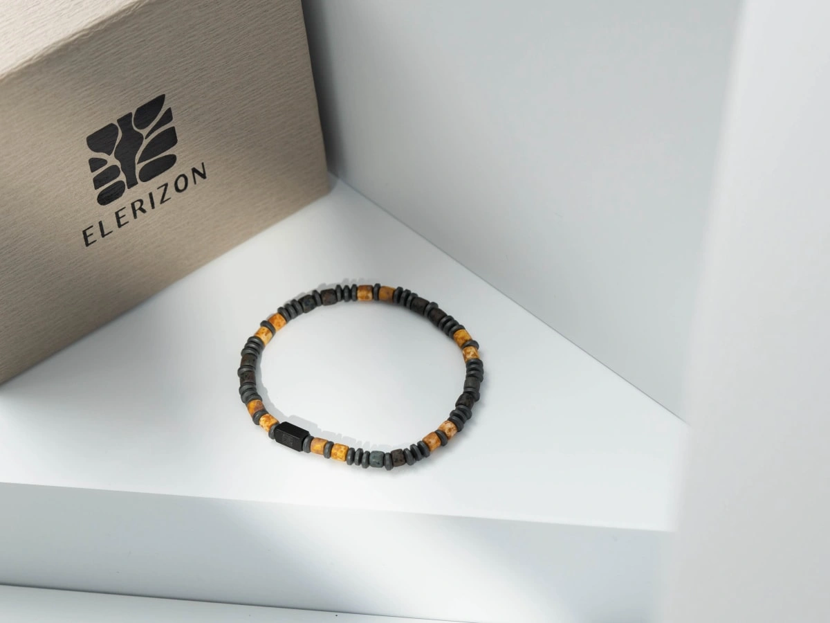 Yellow Czech Vintage Tube Beads Bracelet 